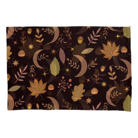 Boho Moon mit Herbstblättermuster Kissenbezug (Vorderseite)