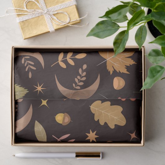 Boho Moon mit Herbstblättermuster Seidenpapier (Geschenk)