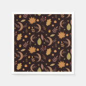 Boho Moon mit Herbstblättermuster Serviette (Vorderseite)