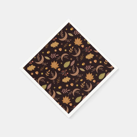 Boho Moon mit Herbstblättermuster Serviette (Ecke)