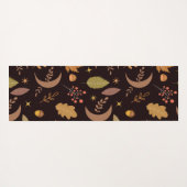 Boho Moon mit Herbstblättern mit Monogramm Yogamatte (Rückseite (Horizontal))