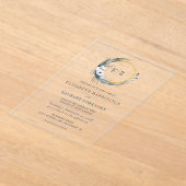 Boho Moon Monogram Wreath Indigo Wedding Acryleinladungen (Ablage )