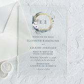 Boho Moon Monogram Wreath Indigo Wedding Acryleinladungen