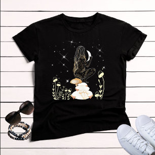 Boho Moon Mushroom Goddess Celestitical Mystical T-Shirt
