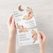 Boho Moon Palm Earthy Floral Pampas Baby Dusche All In One Einladung (Abreißen)