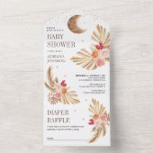 Boho Moon Palm Earthy Floral Pampas Baby Dusche All In One Einladung (Innen Boden)