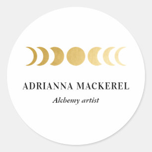 Boho Moon Phase Imitate Goldene Fossilien Modern S Runder Aufkleber