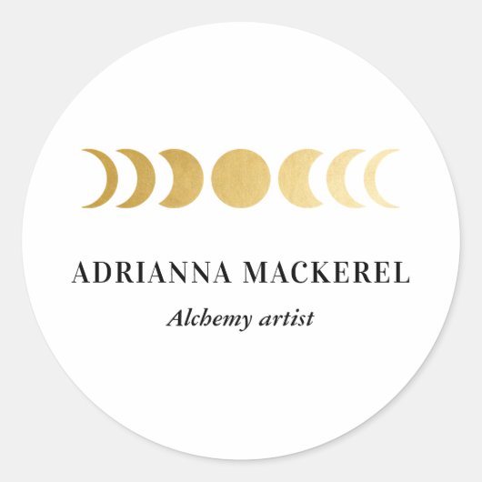 Boho Moon Phase Imitate Goldene Fossilien Modern S Runder Aufkleber (Vorderseite)