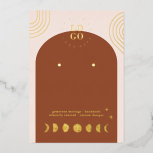 Boho Moon Phase Terracotta Earring Display Card Folieneinladung