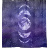 Boho Moon Phases Space Pattern Celestial Duschvorhang (Vorderseite)