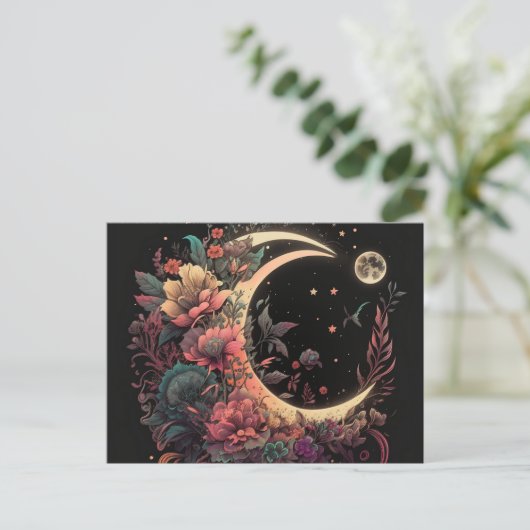 Boho Moon Postkarte (Stehend Vorderseite)