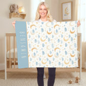 Boho Moon Stars Cloud Kids Monogram Fleecedecke