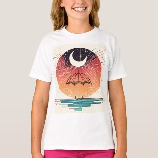 Boho Moon & Stars Dreamy Line T-Shirt Design (Vorderseite)