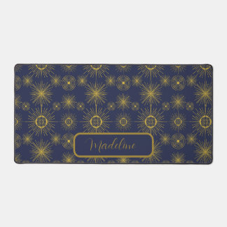 Boho Moon Stars Sun Blue Pattern Schreibtischunterlage