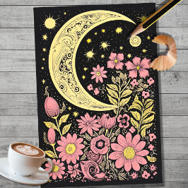 Boho Moon und Blume 10 Dekoupage Paper Seidenpapier