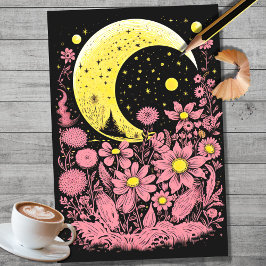 Boho Moon und Blume 12 Dekoupage Paper Seidenpapier