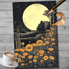Boho Moon und Blume 2 Dekoupage Paper Seidenpapier