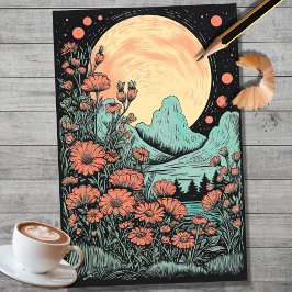 Boho Moon und Blume 6 Dekoupage Paper Seidenpapier