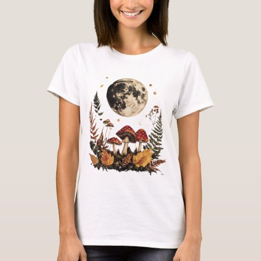Boho Moon und Mushrooms Tshirt (Vorderseite)