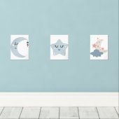 Boho Moon und Star Kinderzimmer Bilderwand Sets (Holzboden)