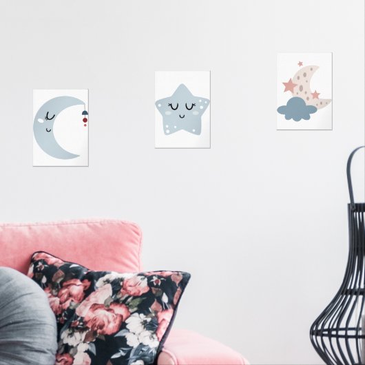 Boho Moon und Star Kinderzimmer Bilderwand Sets (Wohnzimmer)