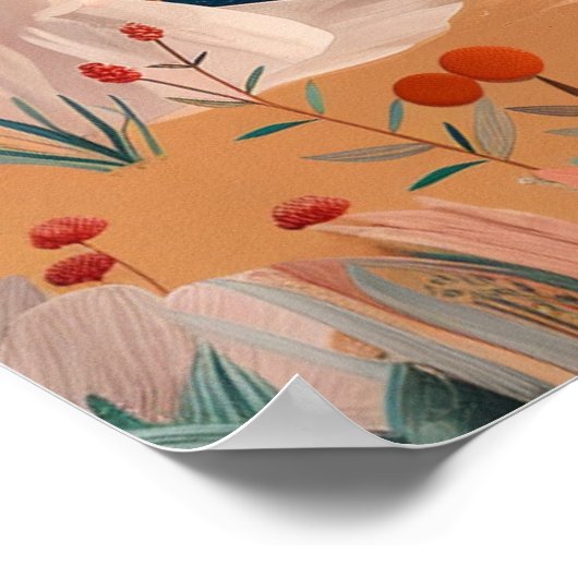 Boho Moonlit Desert Landscape Wall Art Print Poster (Ecke)