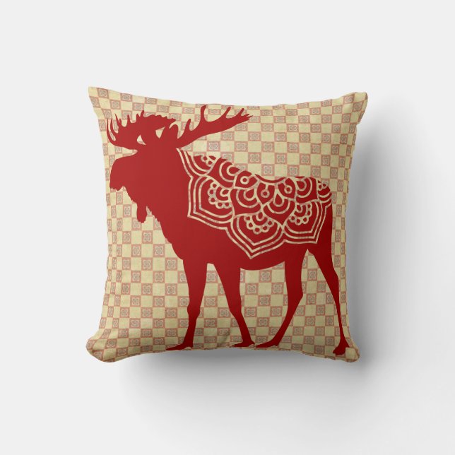 Boho Moose Silhouette Kissen (Vorderseite)