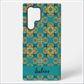 Boho Moroccan Tile Blue and Gold Samsung Galaxy Hülle