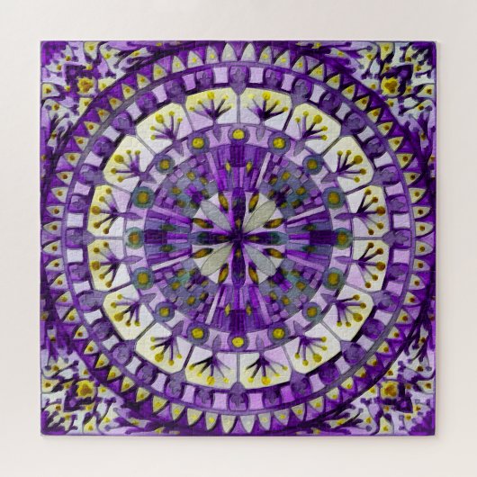 Boho Mosaic Mandala Tile Violet Flame - Puzzle (Horizontal)