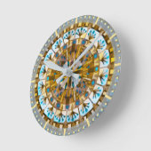 Boho Mosaic Tile Gelber Honey - Runde Wanduhr (Winkel)
