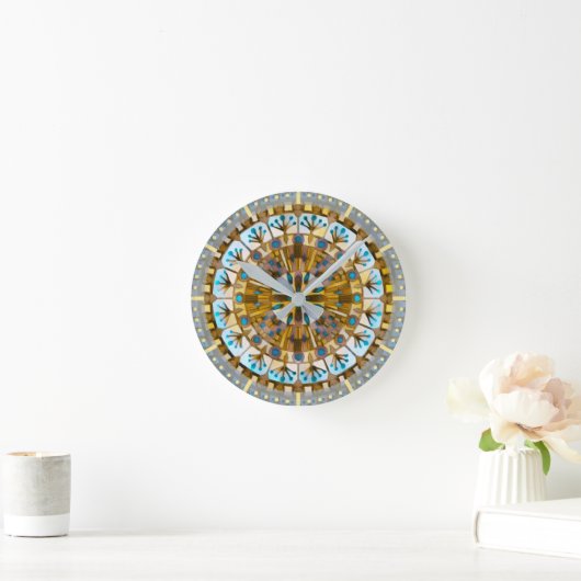 Boho Mosaic Tile Gelber Honey - Runde Wanduhr (Zuhause)