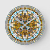 Boho Mosaic Tile Gelber Honey - Runde Wanduhr (Vorderseite)