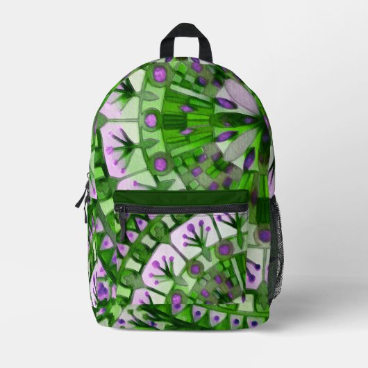 Boho Mosaic Tile Green Grass - bedruckter Rucksack (Vorderseite)