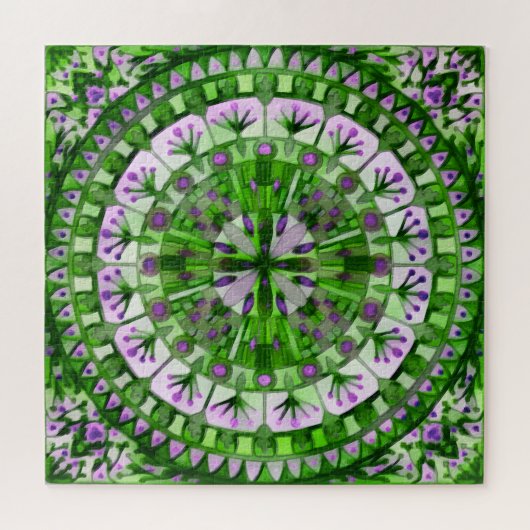 Boho Mosaic Tile Green Grass - Puzzle (Horizontal)