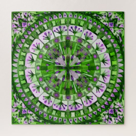 Boho Mosaic Tile Green Grass - Puzzle (Vertikal)