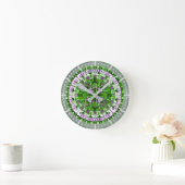 Boho Mosaic Tile Green Grass - Runde Wanduhr (Zuhause)