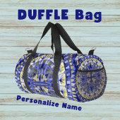 Boho Mosaic Tile Navy Blue Water - Duffle Bag