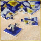 Boho Mosaic Tile Navy Blue Water - Puzzle