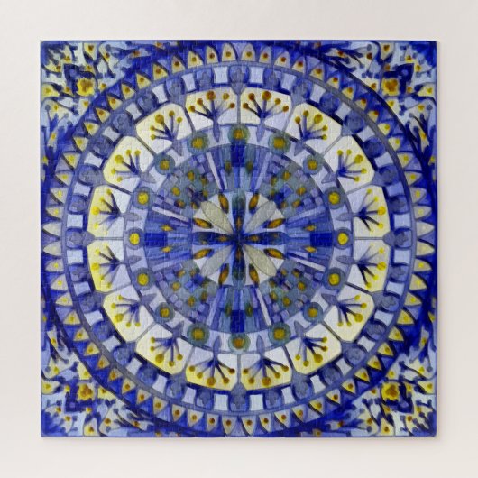 Boho Mosaic Tile Navy Blue Water - Puzzle (Vertikal)