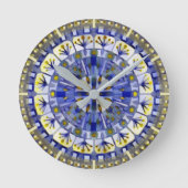 Boho Mosaic Tile Navy Blue Water - Runde Wanduhr (Vorderseite)