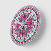Boho Mosaic Tile Pink Berry - Runde Wanduhr (Winkel)