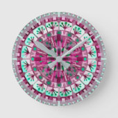 Boho Mosaic Tile Pink Berry - Runde Wanduhr (Vorderseite)