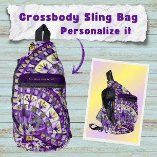 Boho Mosaic Tile Violet Flame - Crossbody Bag