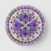 Boho Mosaic Tile Violet Flame - Runde Wanduhr (Vorderseite)