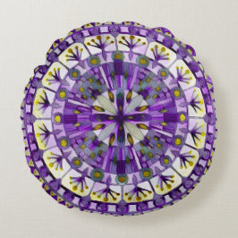 Boho Mosaic Tile Violet Flame - Rundes Kissen