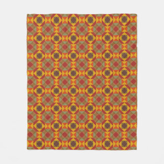 Boho-Mosaik-Geometriefliese in warmem Gelb und Rot Fleecedecke