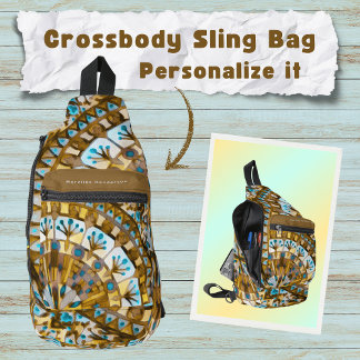 Boho-Mosaik-Mandala-Fliese gelber Honig - Crossbody Bag