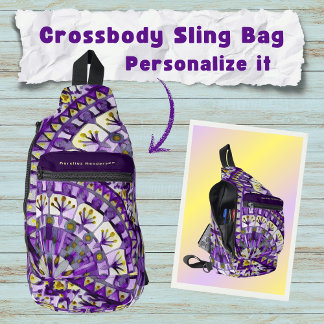 Boho-Mosaik-Mandala-Fliese Violette Flamme - Crossbody Bag