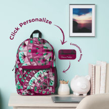 Boho-Mosaikfliesen Pink Berry - bedruckter Rucksac