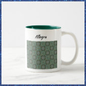 Boho Moss Green Batik Print Zweifarbige Tasse